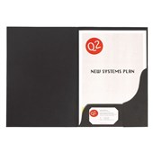 Presentation Folder Marbig Leathergrain Black A4 Pk10